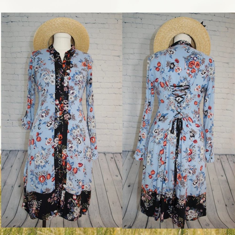 Anthropologie Maeve Leyster Corset Back Floral Midi Dress - Size 2
